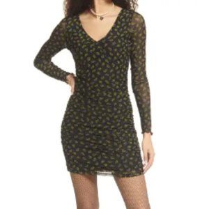 B.P. Ruched Long Sleeve Body-Con Dress